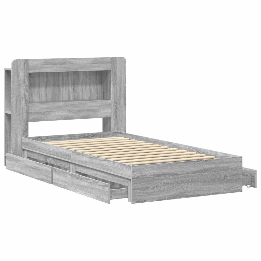 Telaio del letto con storage Sonoma grigio 75 x 190 cm