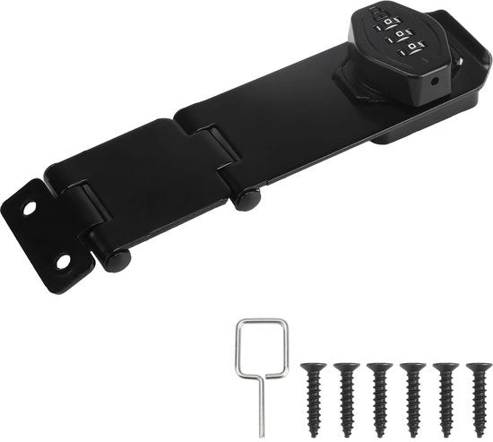 Slot di sicurezza 4 pollici con combinazione a 3 cifre, chiusura a chiave con leva in acciaio, chiusura a combinazione per porta, armadio esterno, giardino, nero