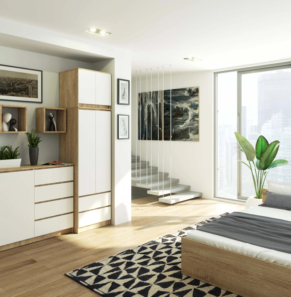 Sopralzo per armadio AKORD S60 Sonoma Quercia 60 cm 2 ante inserto frontale Bianco 60x51x55 cm