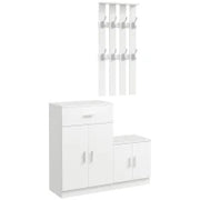 Scarpiera con Appendiabiti a Combinazione per Ingresso e Camera da Letto Legno 100x32x187cm Bianco