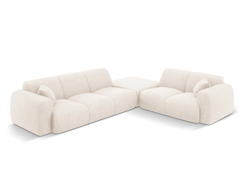 Cosmopolitan Design - Divano angolare destro "Nolio" 4 posti in ciniglia beige chiaro 