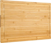 Snijplank in Bambù XXXL 60 x 40 x 3,2 cm per la tagliatura di tacchino, carne, verdure, BBQ Snijplank Sopra il Lavello Snijplank con Manico e Scarico per Sapone