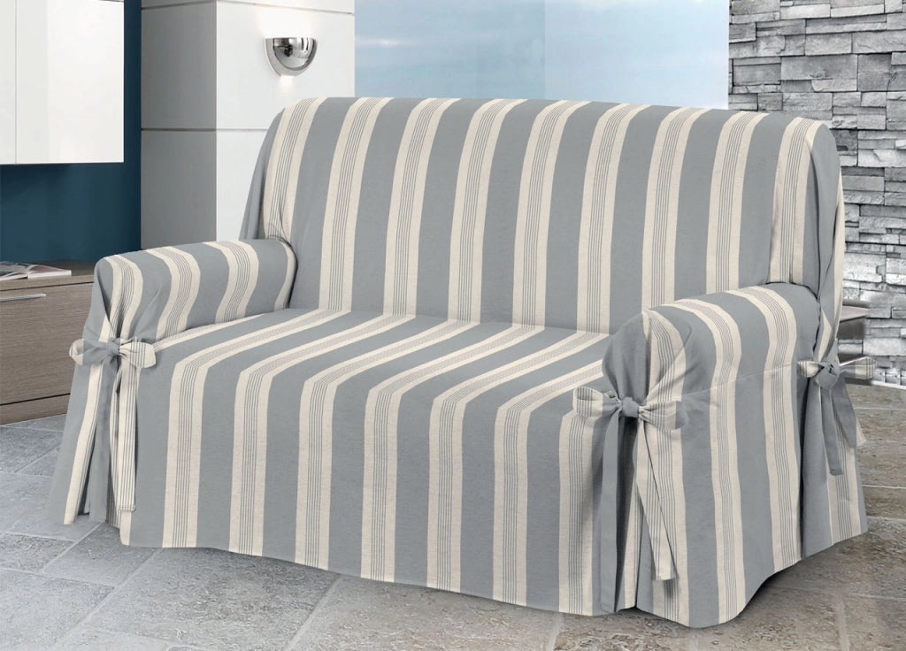Copridivano Fodera Telo Protezione Divano Con Laccetti Fiocco Varie Fantasie - 2 Posti - Granc Grigio