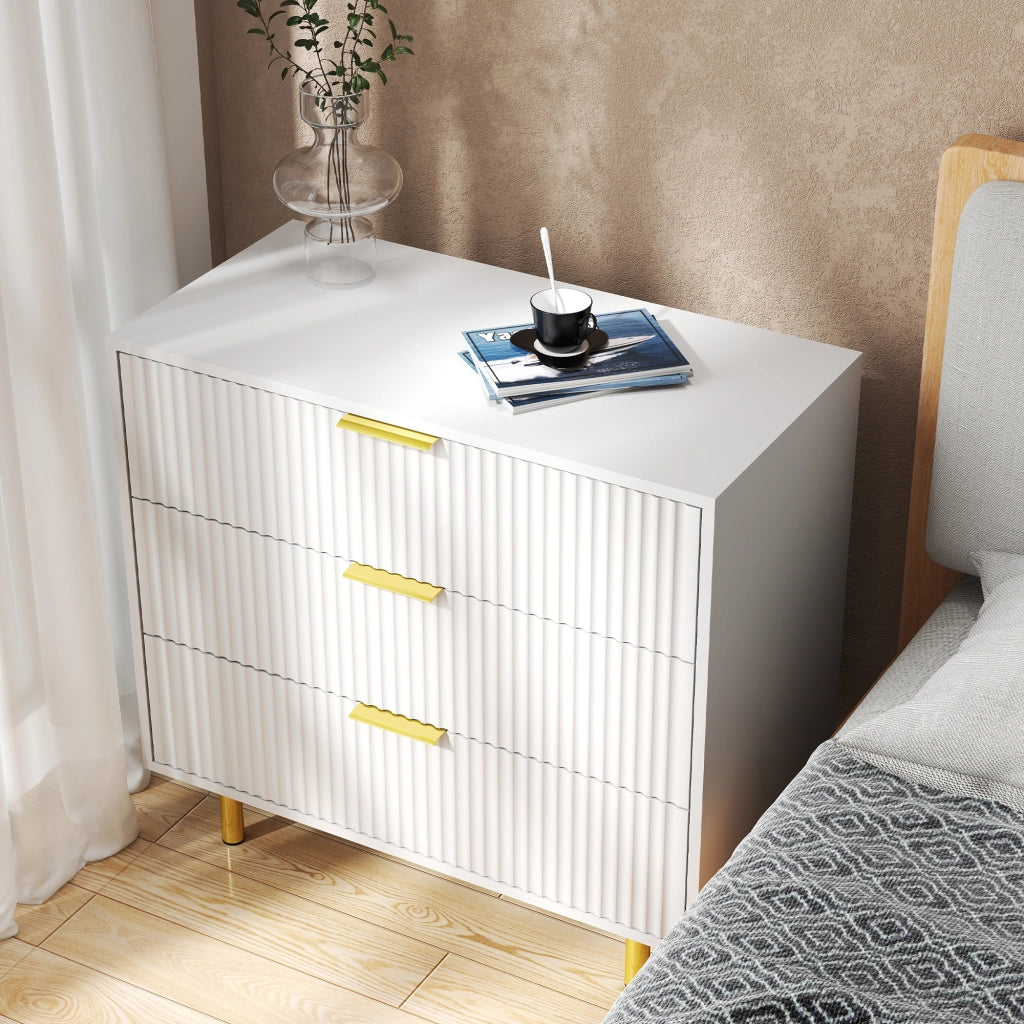 Cassettiera con 3 cassetti - per soggiorno e camera da letto - in MDF - 80x40x72 cm - bianco
