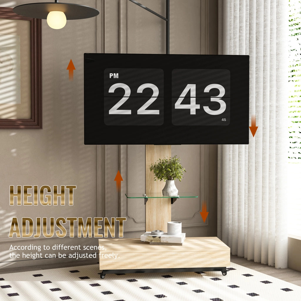 Cassettiera per TV in MDF e metallo colore legno naturale lunghezza 80 cm