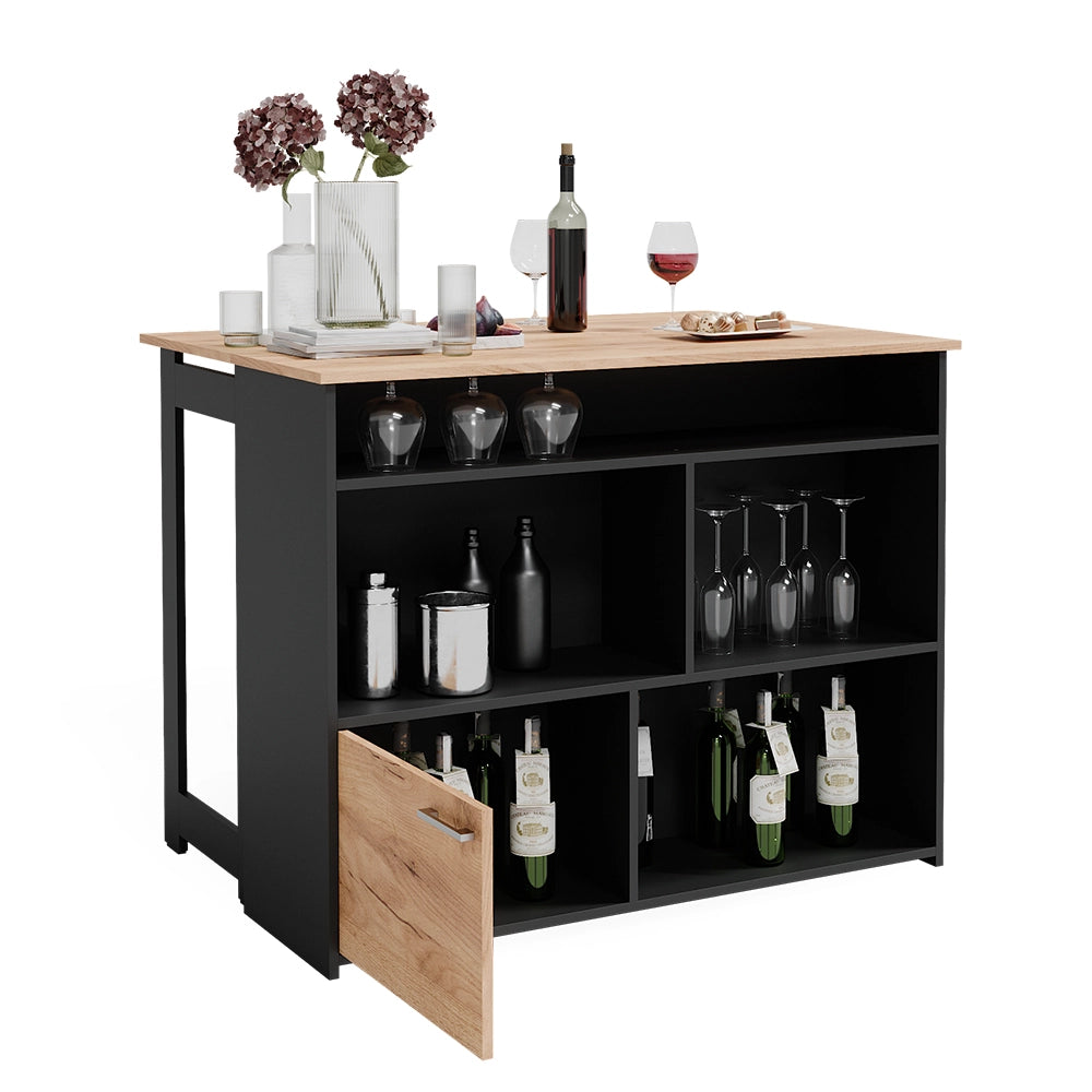 Vicco Tavolo bar alto Quercia dorata 116 x 37 cm 4x scomparti aperti e 1x porta