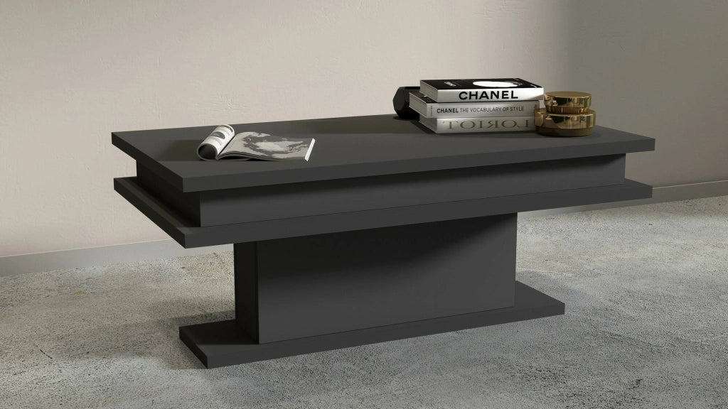 Tavolino da salotto Iside, Tavolino soggiorno, Mobile portaoggetti basso, Tavolino da caffÒ¨, 100x55h42 cm, Antracite