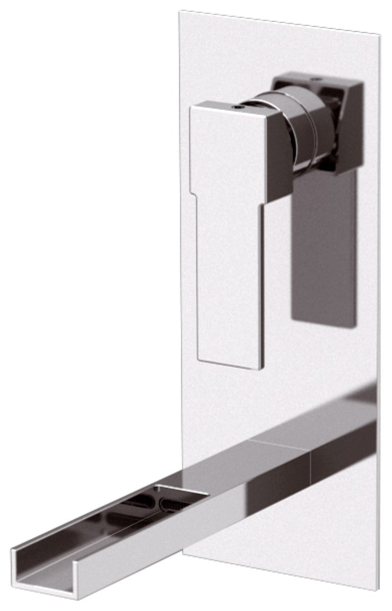 Rubinetto ad incasso per lavabo con piastra cromata serie qubika cascata