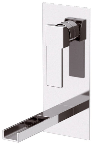 Rubinetto ad incasso per lavabo con piastra cromata serie qubika cascata