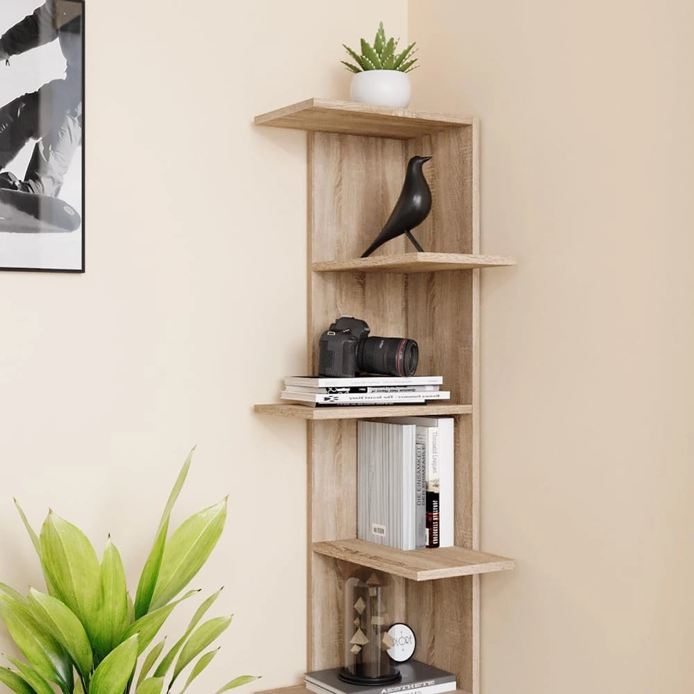 Scaffale angolare Tera, Sonoma, 37 x 140.1 cm, utilizzabile per riporre libri e oggetti decorativi