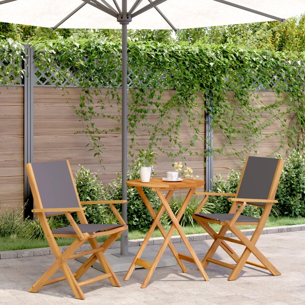 Set da Bistrot 3pz | Set Salotto da Giardino Antracite in Tessuto e Legno Massello