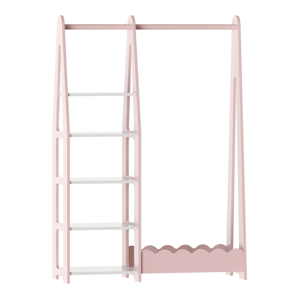 Guardaroba Aperto Vestnes per Cameretta Porta Abiti a Misura di Bimbi 114x77x30 cm Rosa [en.casa]