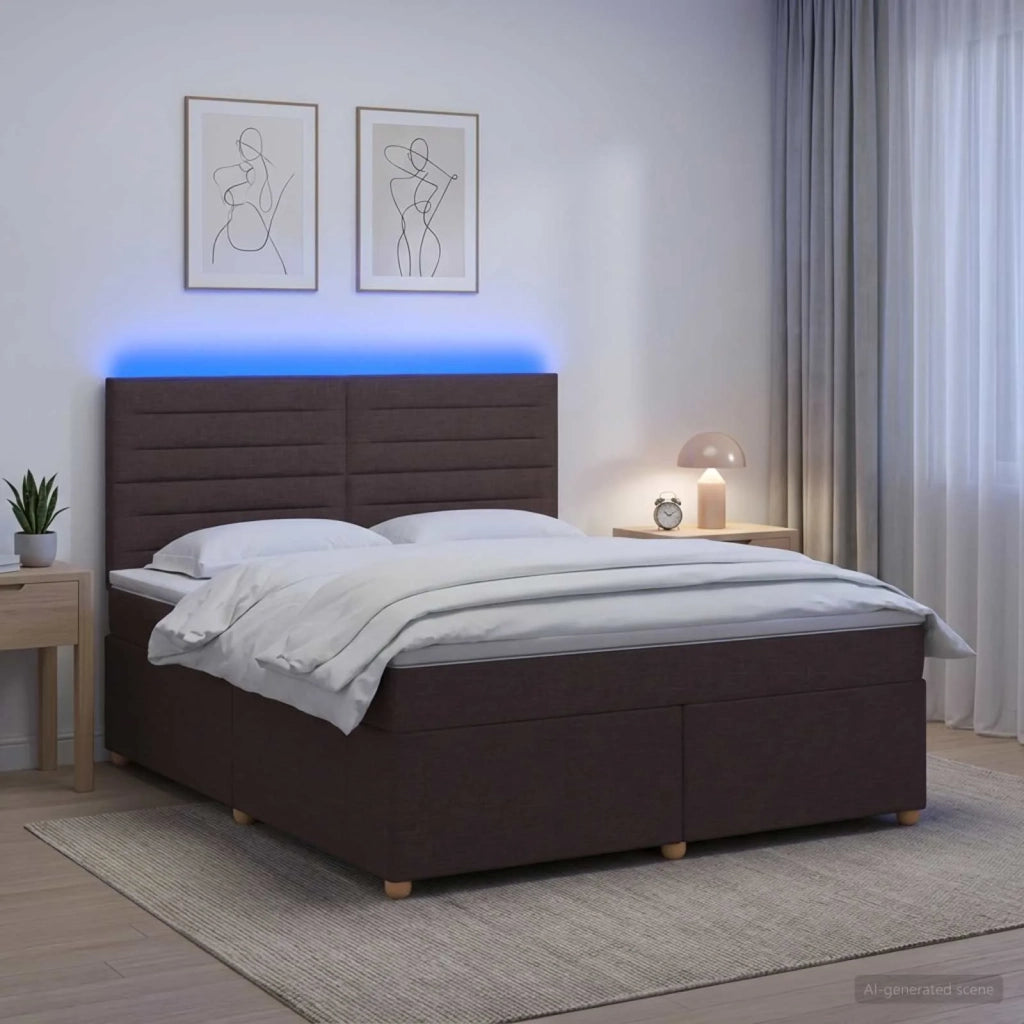 Letto box spring con materasso Marrone Scuro 160 x 200 cm 3455381
