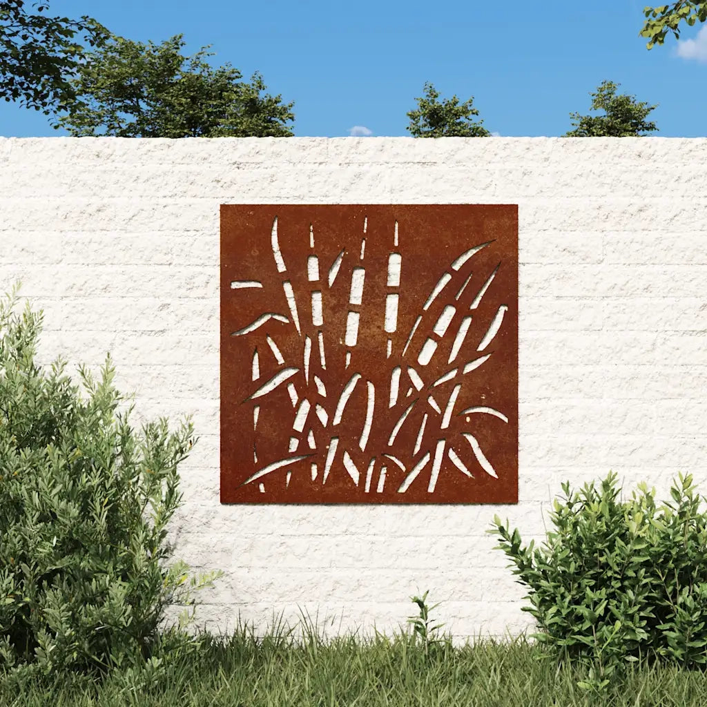 Decorazione Muro da Giardino 55x55 cm Erba in Acciaio Corten CFW2354074