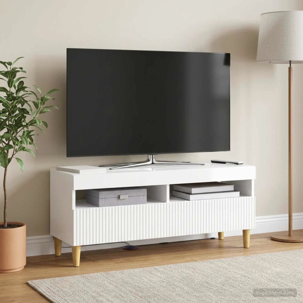 Mobile TV LED Bianco Lucido Legno ingegnerizzato 896769