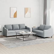 Set di Divani 2 pz con Cuscini Grigio Chiaro in Tessuto