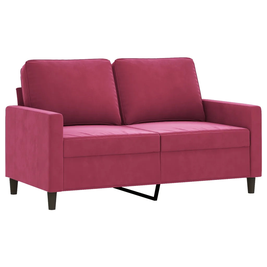 Set di Divani 4 pz con Cuscini Rosso Vino in Velluto
