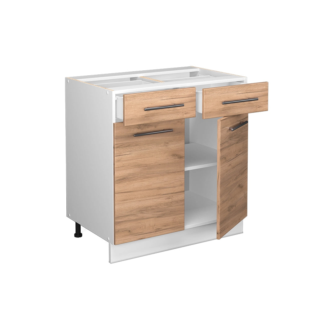 Mobiletto base per cucina Fame-Line Rovere dorato/Bianco 80 cm, PL Marmo Vicco