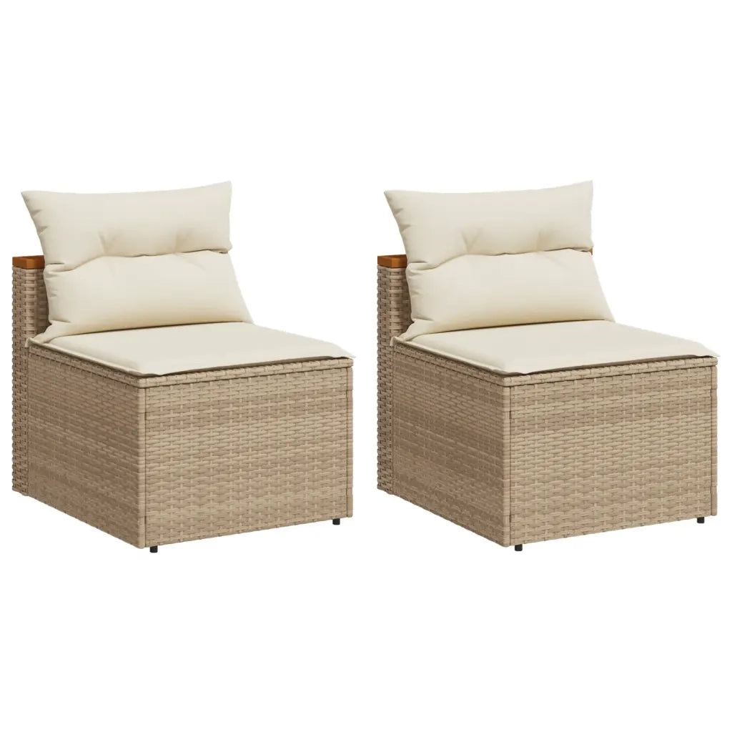 Divani Giardino Senza Braccioli con Cuscini 2 Beige Polyrattan 365834