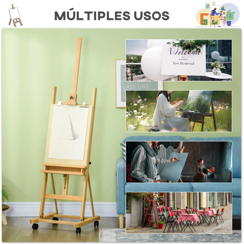Tavolo da Pittura Pieghevole ¨C Zephmum ¨C Legno Naturale 238 cm