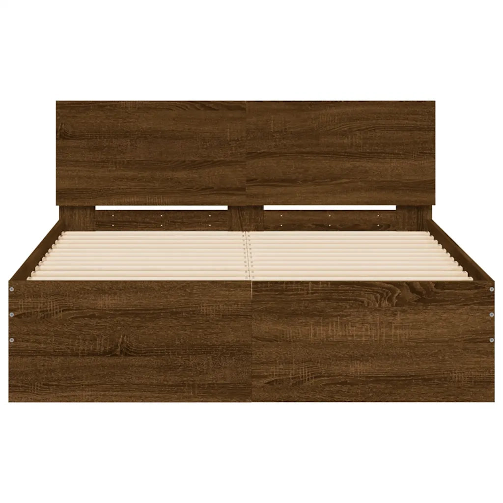 Giroletto con Testiera e LED-Struttura Letto con testiera Rovere Marrone 140x190 cm 462565