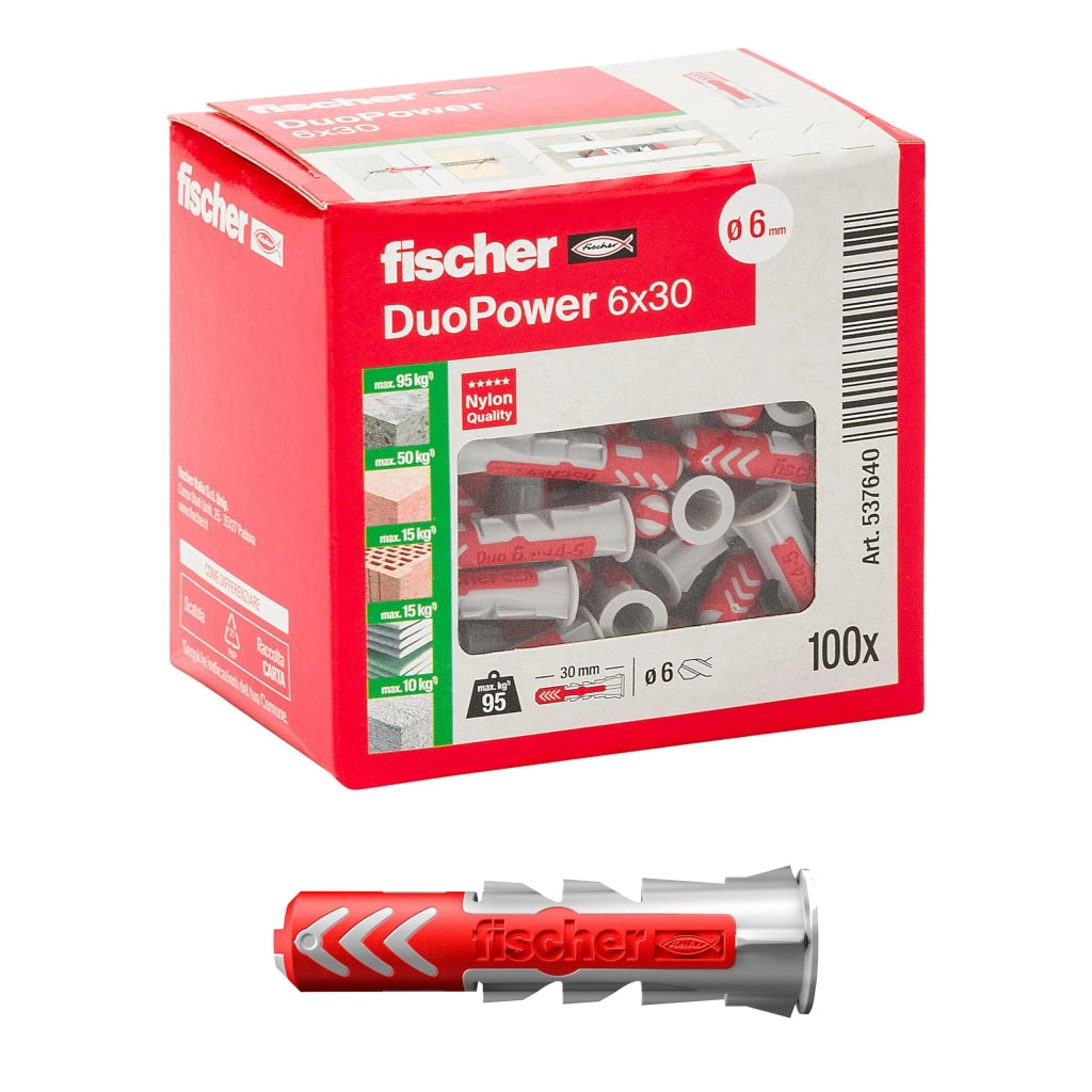 Tassello Nylon Duopower Fischer Duopower 6X30 100 Pezzi
