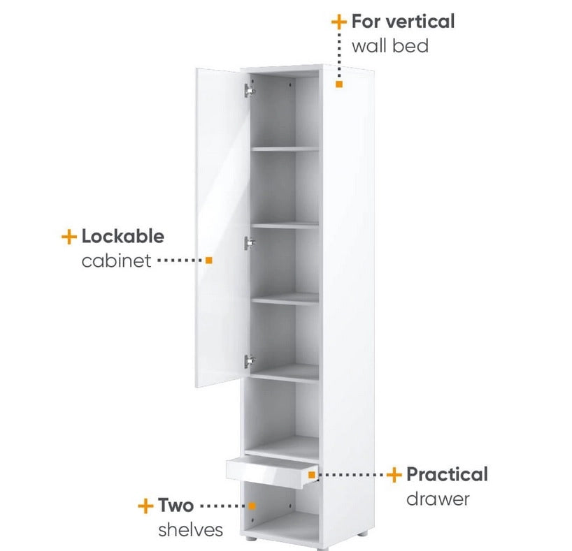Lenart mobile BC 07 colonna verticale camera da letto cm46x45x217h biaco lucido