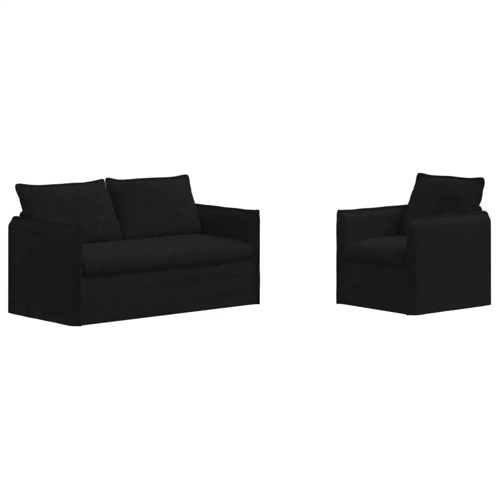 Set di divani 2 pcs Nero 156 x 82 x 85 cm Tessuto