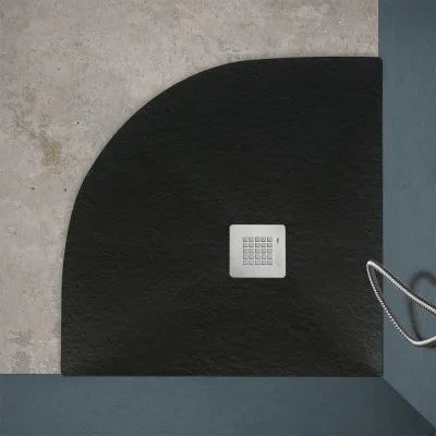 Piatto doccia semicircolare 80x80 antracite riducibile su misura Ten