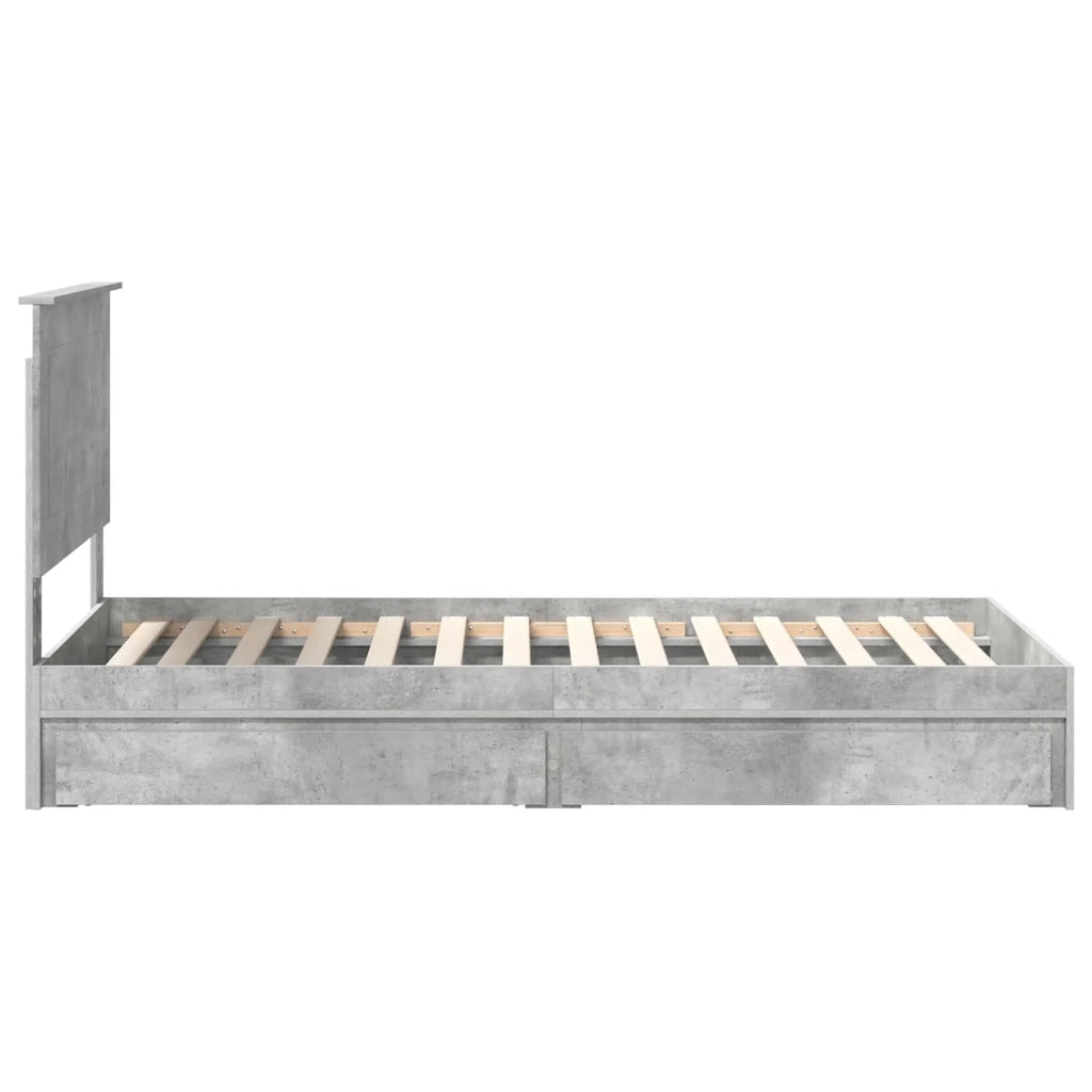 Letto con Contenitore con testiera Grigio cemento 90 x 190 cm