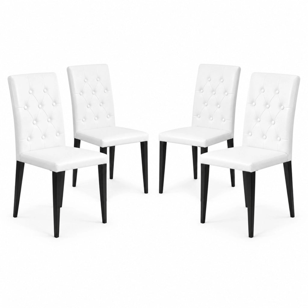 Set di 4 sedie da pranzo bianche con gambe nere