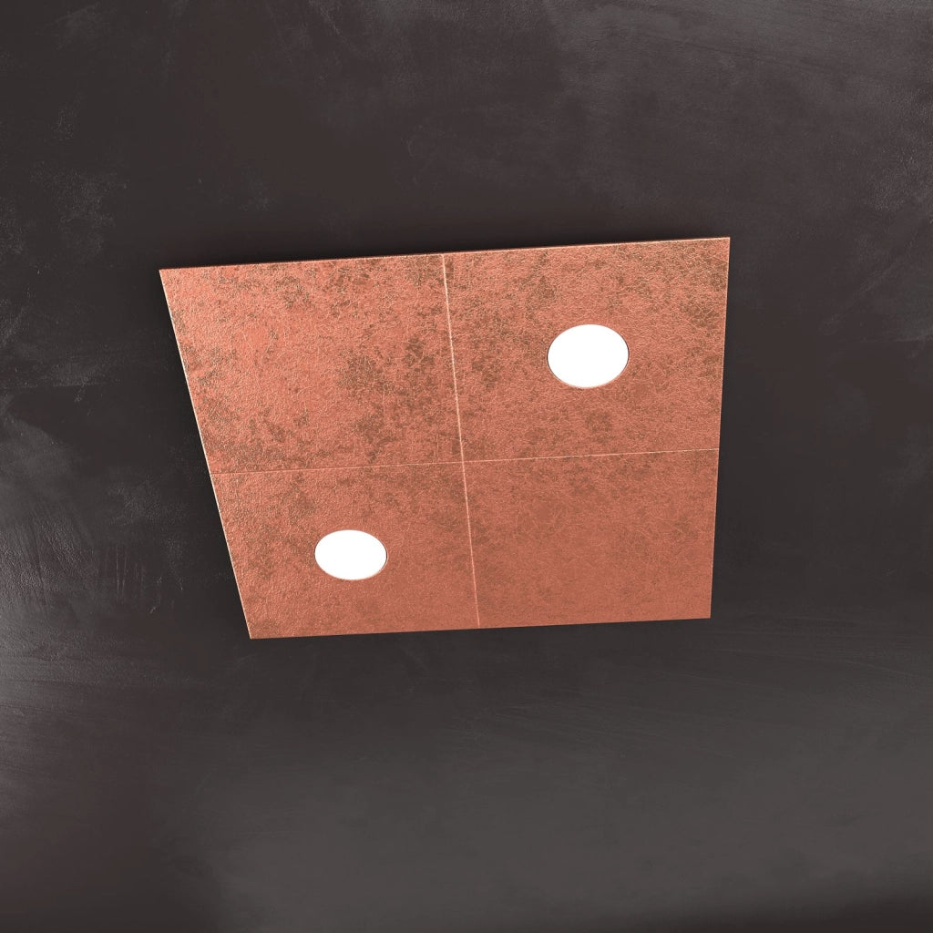 ECCENTRIC APPLIQUE-PLAFONIERA 2 LUCI + 2 DECORATIVO FOGLIA RAME 1156-2L2D-FR