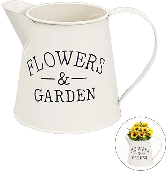 Vaso Decorativo Shabby Stile - Per Interno/Esterno - Con Maniglie - Decorazione Rustica per Fiori - Vaso di Ferro