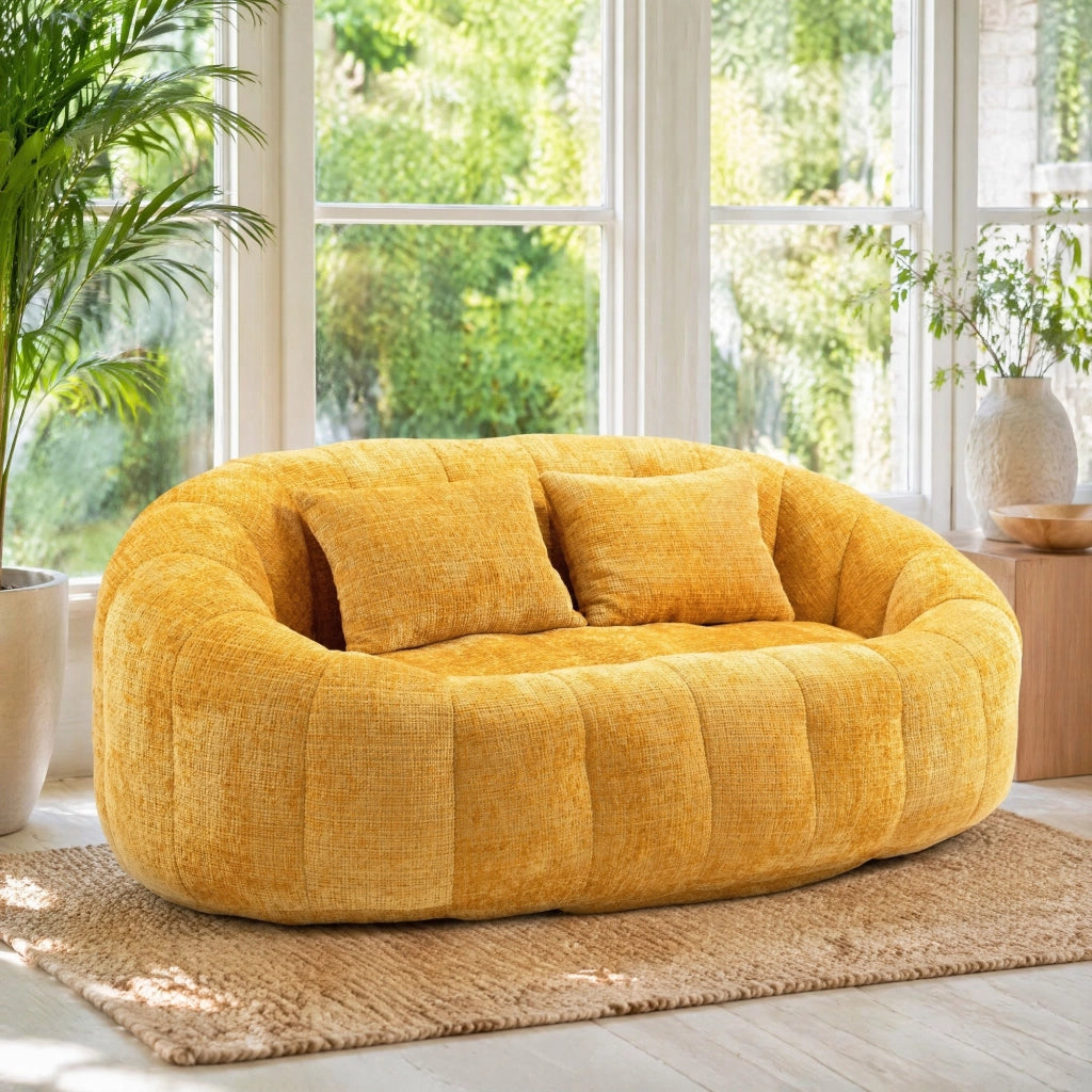 POLTRONA Lounge 150x95x63 cm in Chenille Gialla con Braccioli