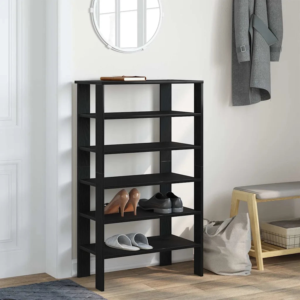 Scarpiera-Scaffale per scarpe Nera 61x32x105 cm in Truciolato
