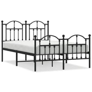 Letto matrimoniale | Letto per adulti | Giroletto con Testiera e Pediera Metallo Nero 120x190 cm