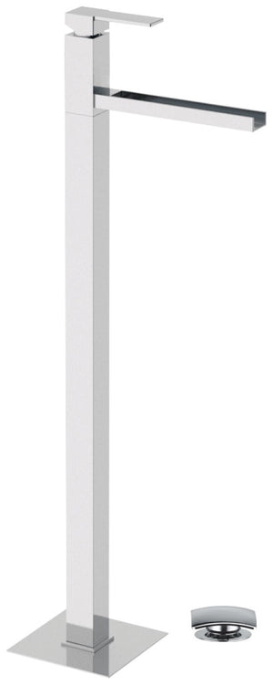 Miscelatore lavabo da pavimento con getto a cascata serie qubika