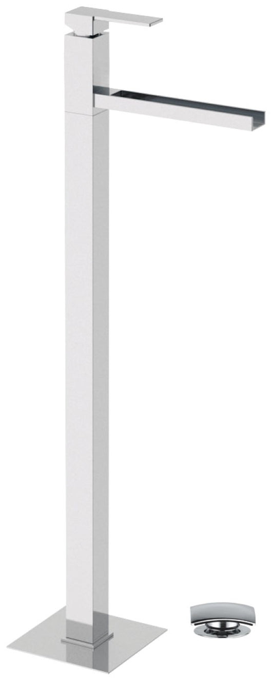 Miscelatore lavabo da pavimento con getto a cascata serie qubika