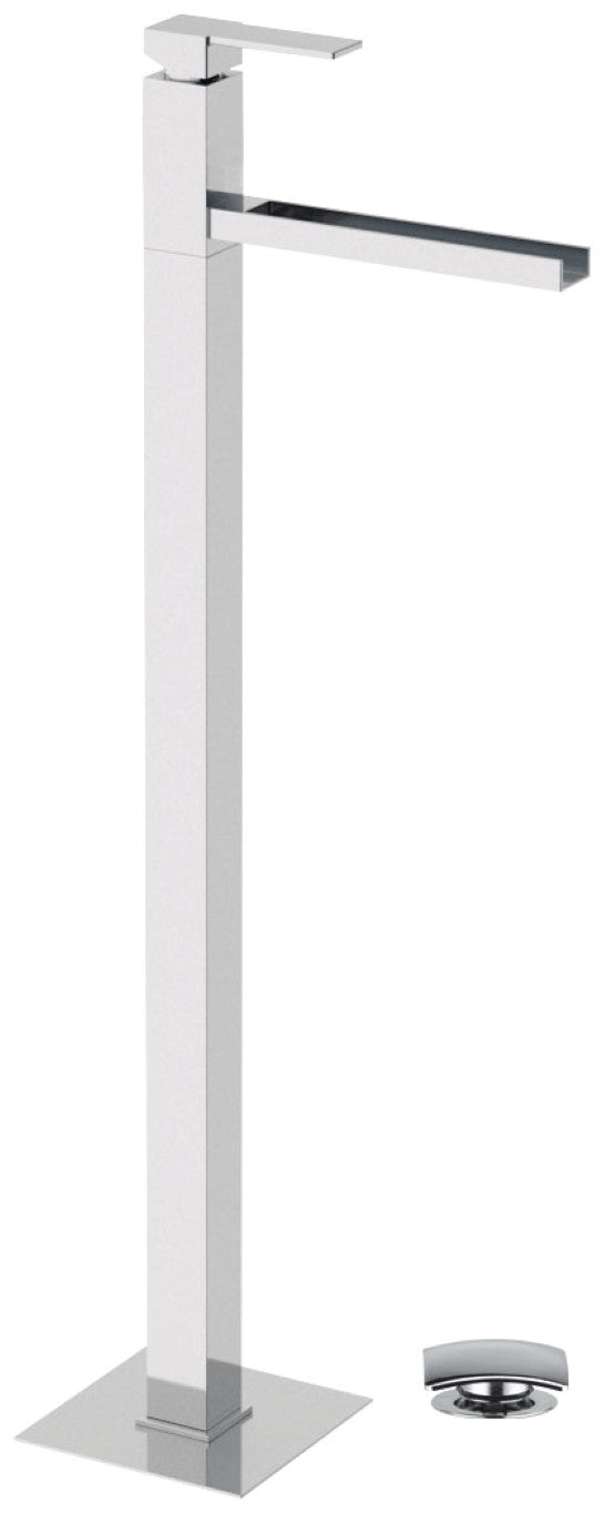 Miscelatore lavabo da pavimento con getto a cascata serie qubika