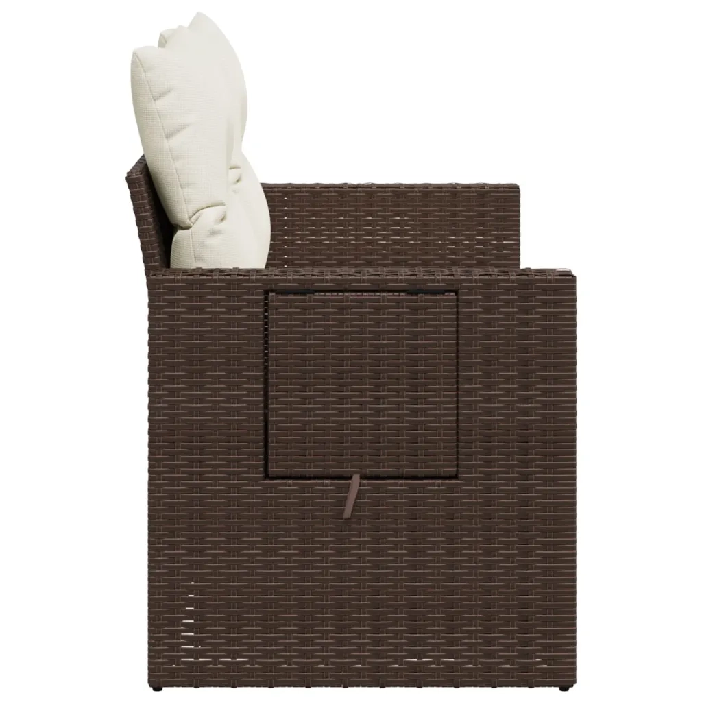 Divano da Giardino a 2 Posti-Sofa da giardino con Cuscini in Polyrattan Marrone 670483