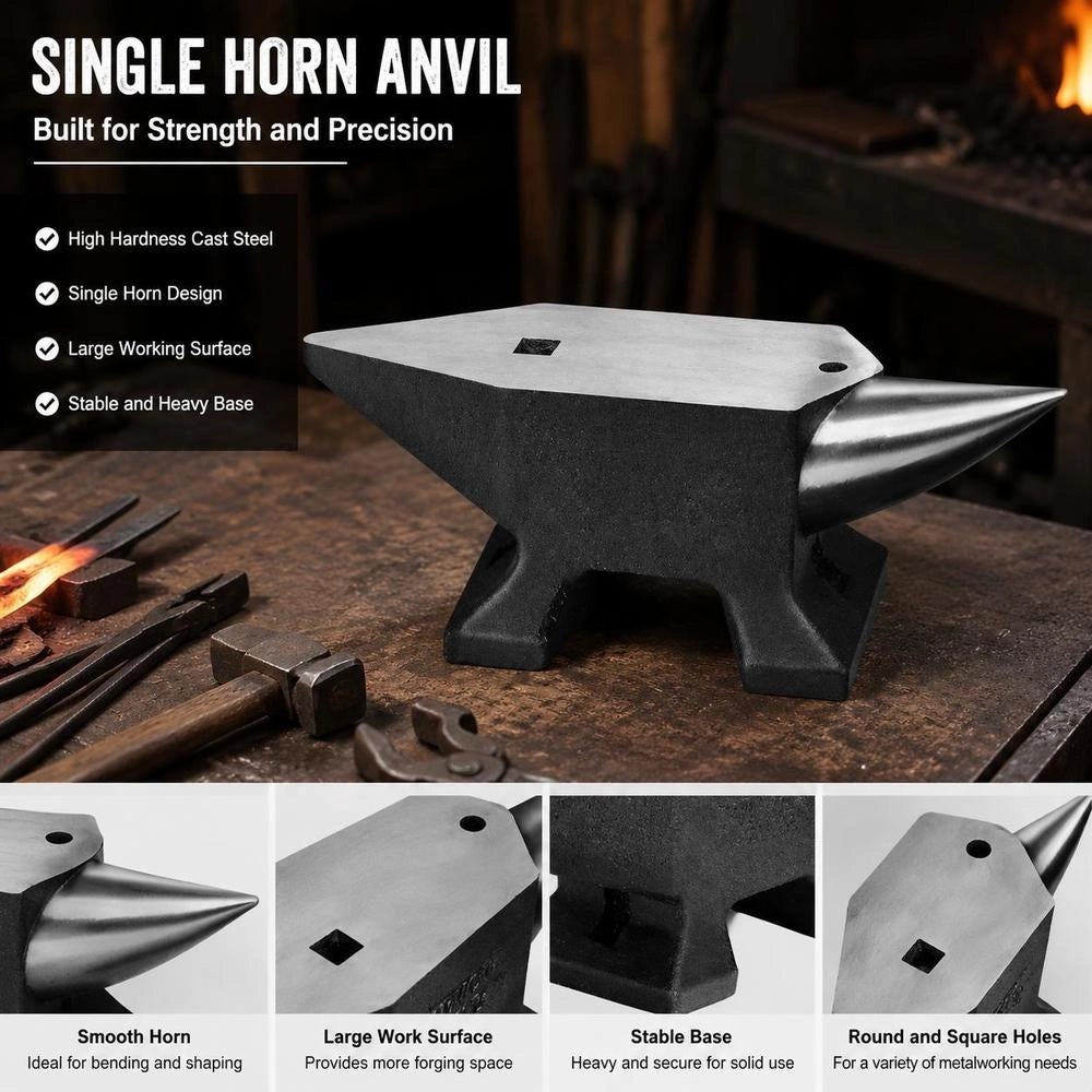 Anvil Single Horned Anvil 10 Kg Steel Anvil Forged Anvil Robust Horned Anvil Blacksmith Jewelers Metalworker Blacksmithing Tool Suitable For Riveting, Flattening, Forging And Shaping