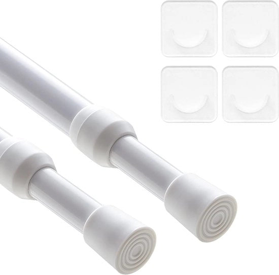 Maniglia per tende senza perforazione - Asta telescopica retrattile 40-70 cm per porte e finestre - 2 pezzi
