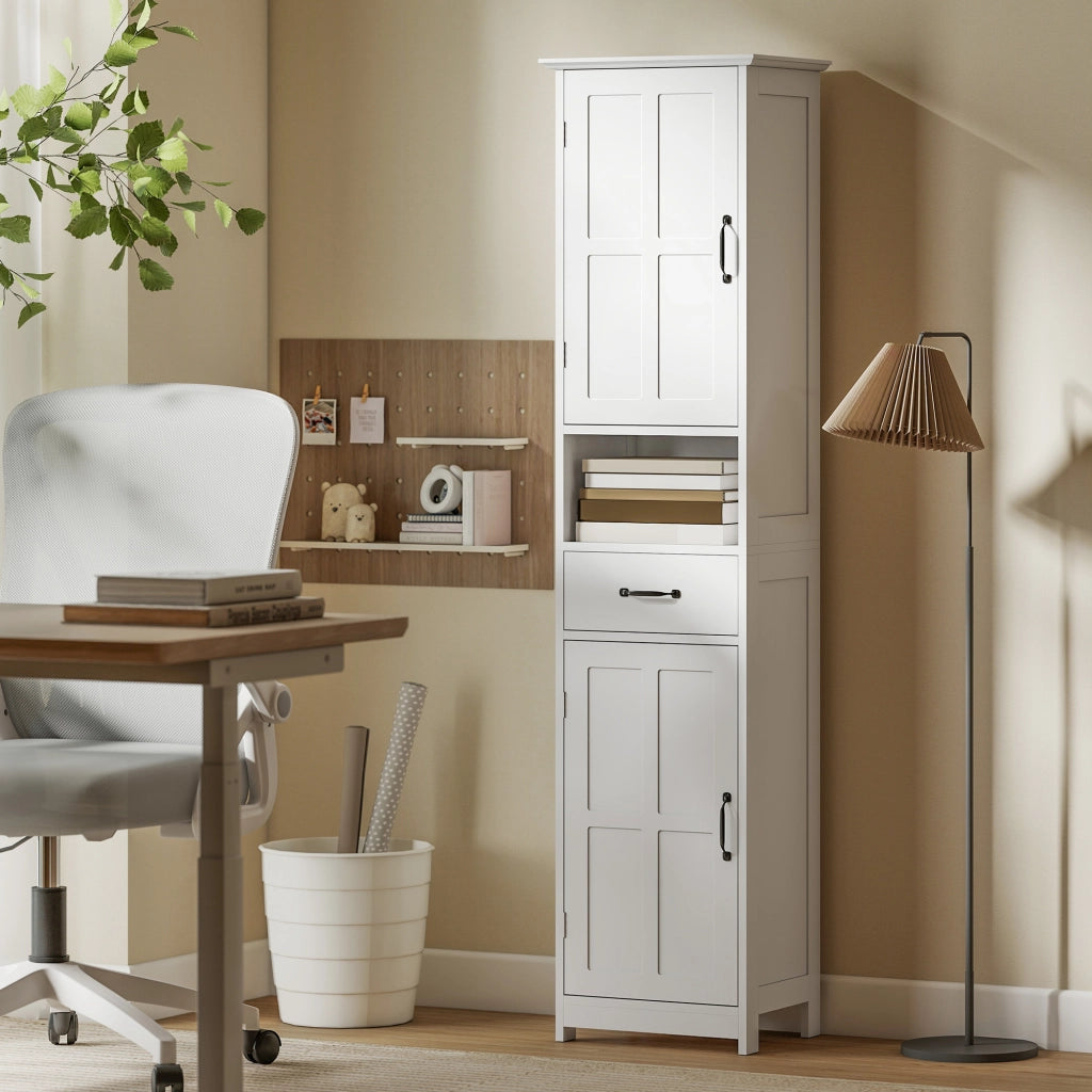 Colonna Bagno con Ante e Cassetto ¨C Zephmum ¨C Bianco 40x30x164 cm