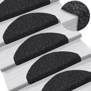 Tappetini per scale autoadesivi 15 pz 65x21x4 cm neri semicircolari grandi 132698