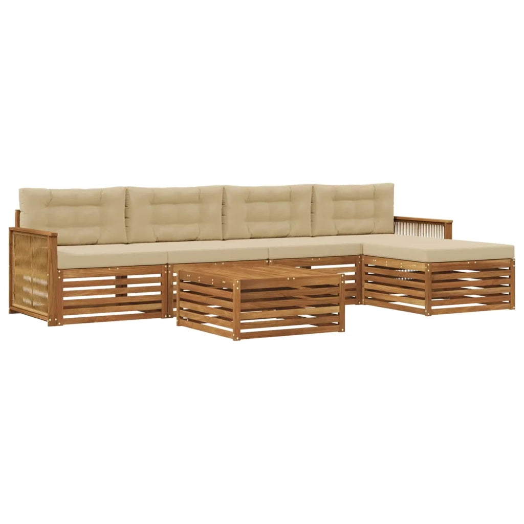 Set di divani da esterno 6 pz Naturale e Beige 3383271