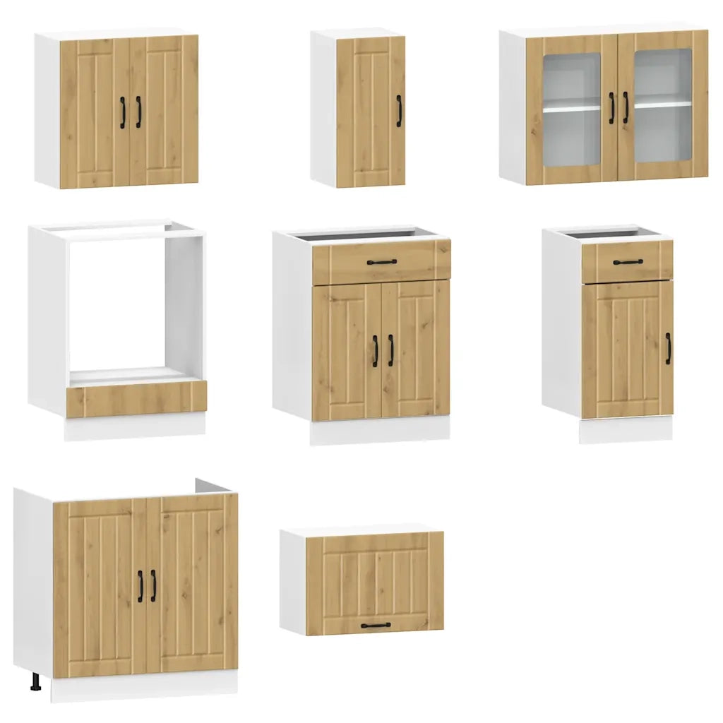 Set Mobili da Cucina 8 pz Kalmar Rovere Artigianale Truciolato 3314840