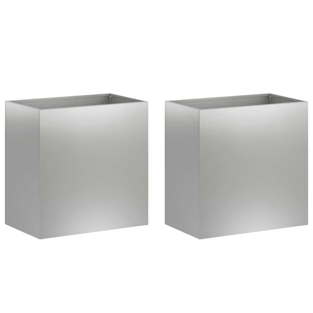 Vaso da giardino 2 pz Argento 50 x 30 x 40 cm Acciaio zincato 8005523