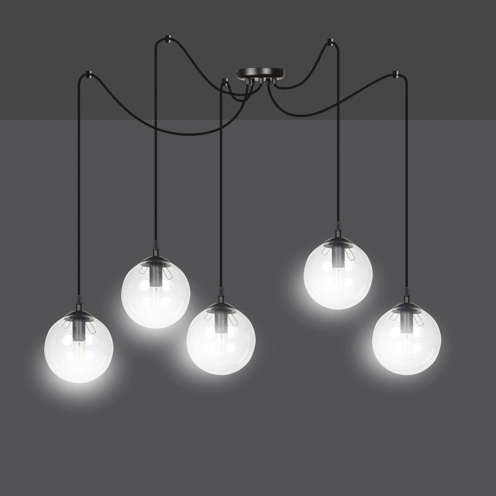 Lampadario Emibig GIGI 5xE14 nero vetro trasparente IP20