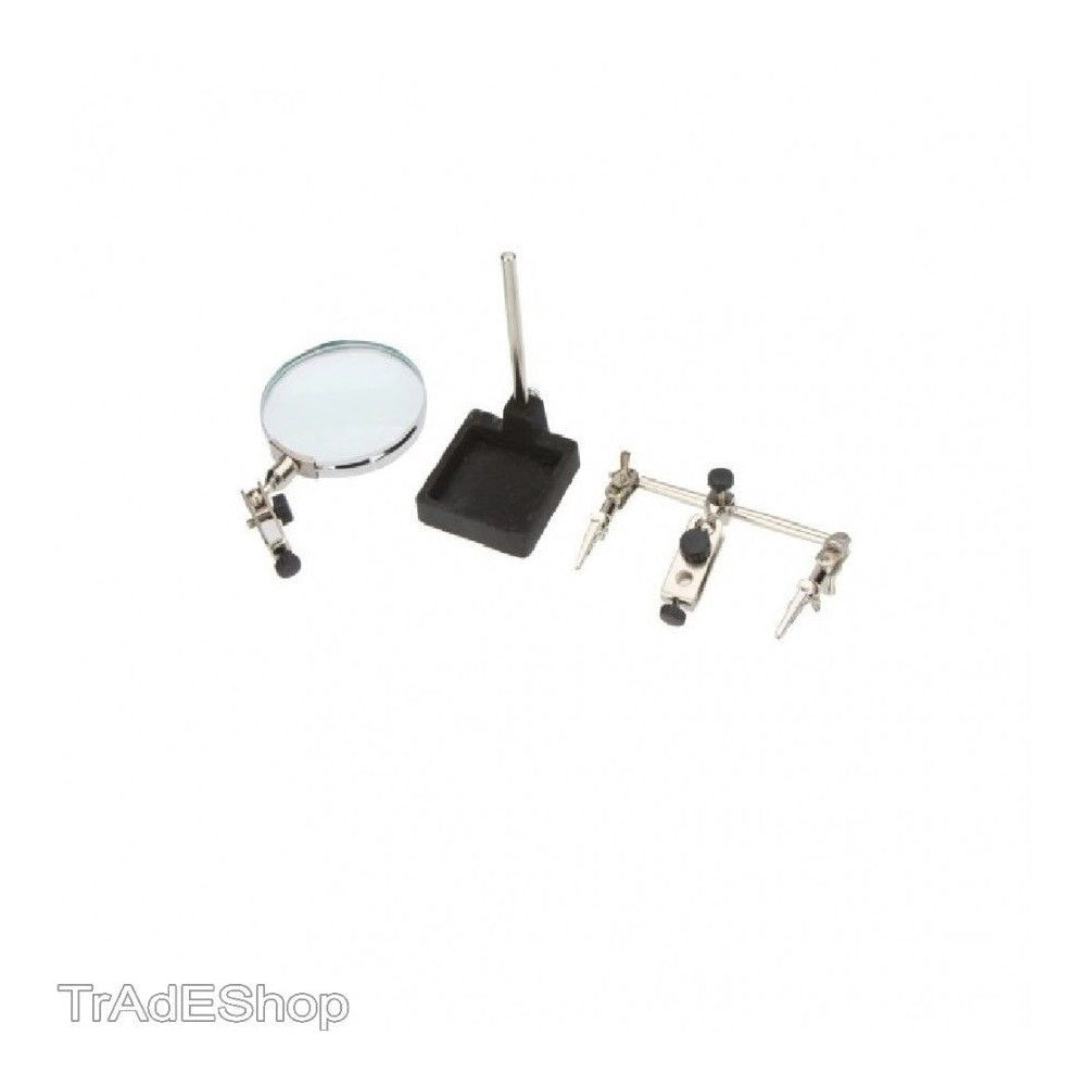 Trade Shop - Lente Ingrandimento Con Pinze Da Tavolo Tool Riparazioni Saldature Orientabile -