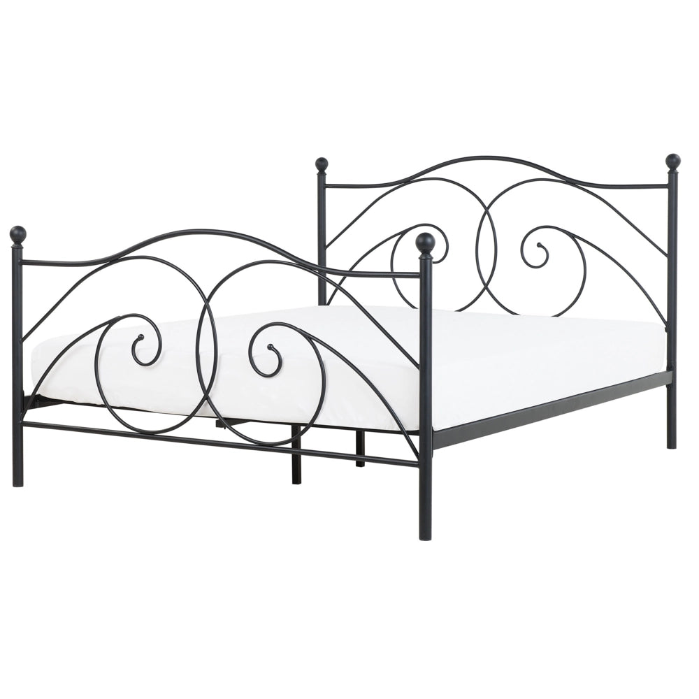 Letto 160 x 200 cm Rete a doghe con struttura in metallo Nero retrò